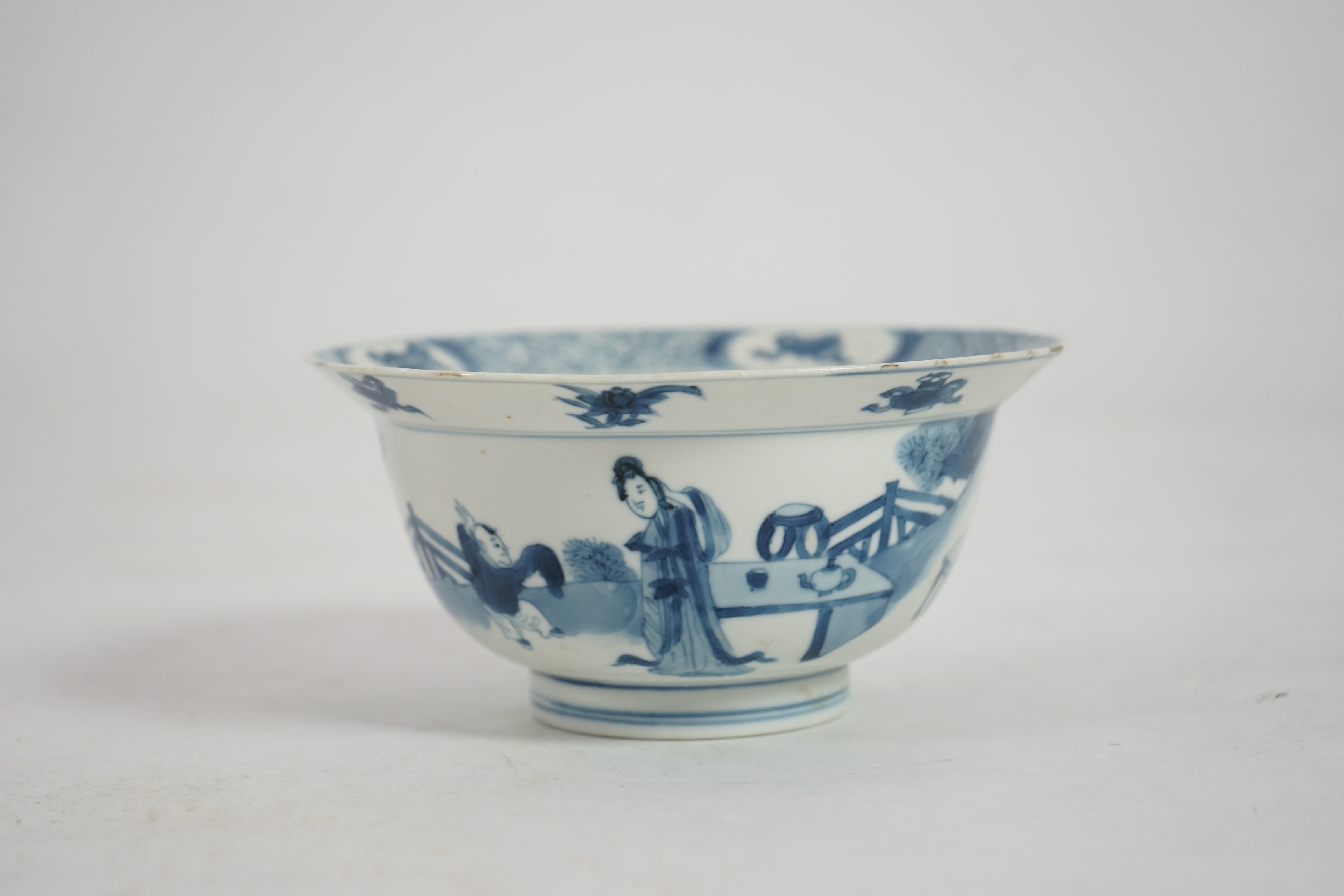 A Chinese blue and white bowl, Kangxi style, but 19th century